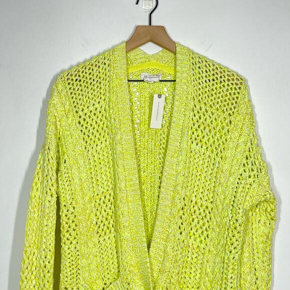 NEW Anthropologie Serenity Open Cardigan Lime Yellow Women’s Size XS/S - Picture 5 of 11